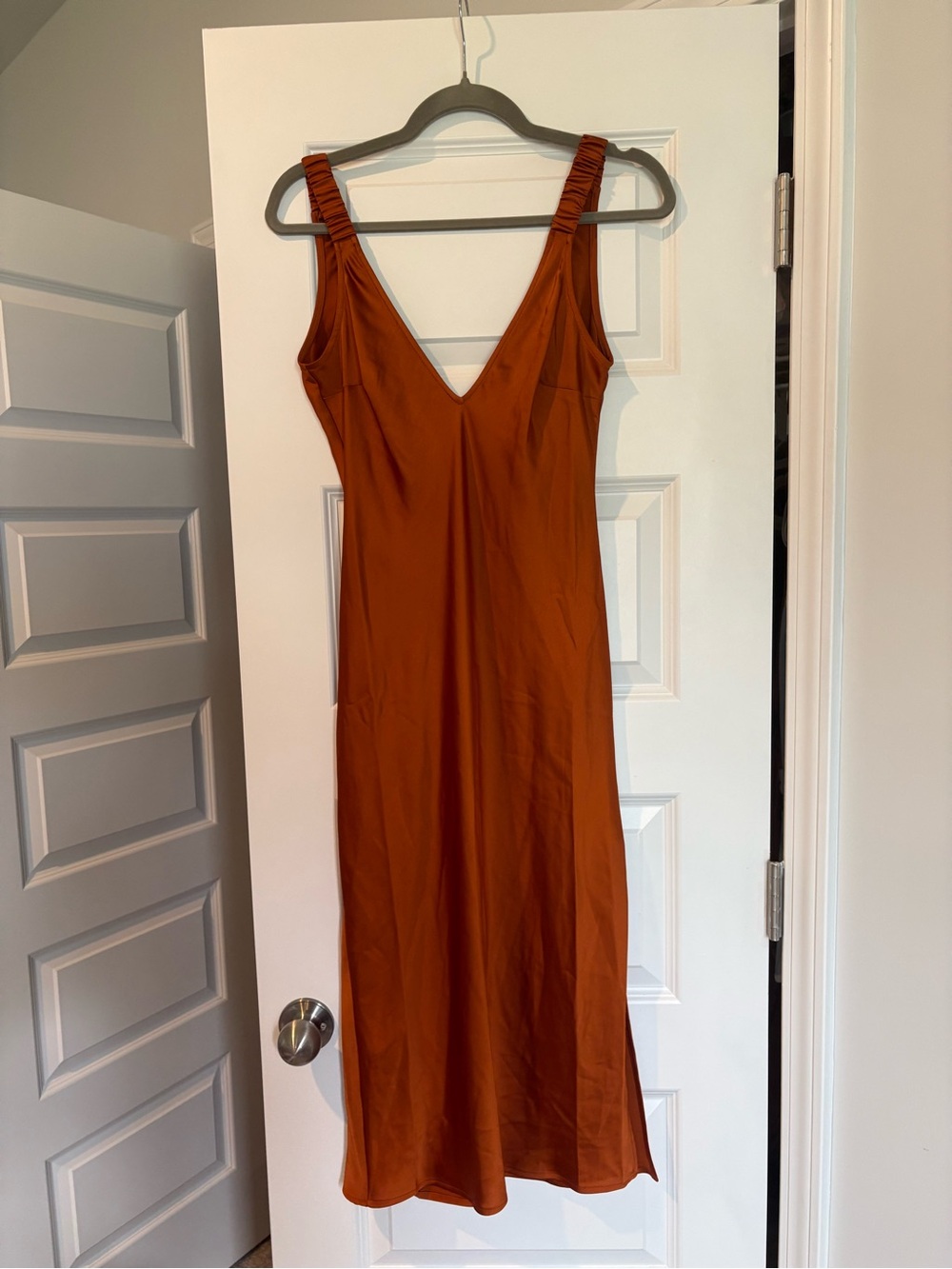Future Collective Slip Midi Dress in Burnt Orange